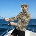 thumbnail image 3 of Havenx Upf 50+ Sun Protection Hooded Shirt for Men Camo Long Sleeve Shirts with Mask Hooded Uv Upf 50+ Rash Guard Sun Protection Casual Summer Lightweight Athletic Workout Blouses,Beige 2XL, 3 of 5