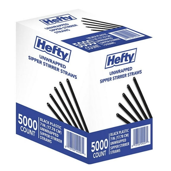 Hefty Unwrapped Sipper Stirrer Straws 17.78 CM 5000 COUNT