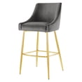 thumbnail image 5 of Bar Stool Chair Barstool, Set of 2, Grey Gray, Velvet, Modern Contemporary, Mid Century Bar Pub Cafe Bistro Hotel Lounge Dining Kitchen, 5 of 8