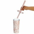 thumbnail image 6 of mDesign Steel/Plastic Toilet Bowl Brush 1.7 Gal Trash Can Combo - Pink Marble, 6 of 8