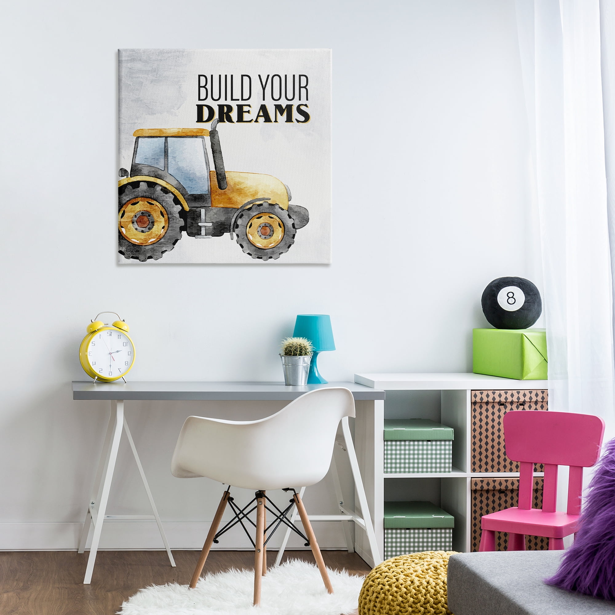 Stupell Industries Build Your Dreams Phrase Transportation Painting Wrapped Canvas Art Print Wall Art, 30 x 30