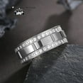 thumbnail image 5 of Couple rings Wedding Ring Set Women Square cut opal Engagement Ring in Sterling Silver Man Titanium Bands, 5 of 6