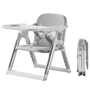Kynorva Portable Foldable Baby Booster High Chair, 4-Level Height Adjustable Toddler Feeding Chair with 5-Point Safety Harness, Detachable Dining Tray, Anti-Slip Structure, for 6 Months - 6 Years Old