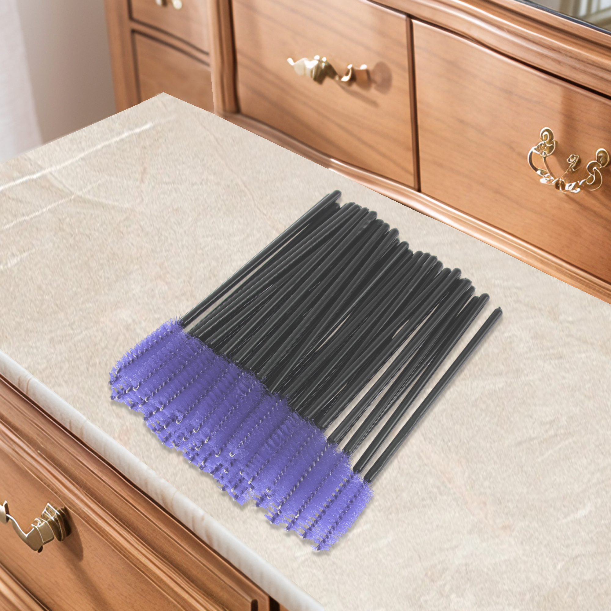 Unique Bargains Convenient Eyebrows Brushes for Travel 50 Pcs Black, Purple