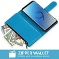 thumbnail image 6 of Asuwish Compatible with Samsung Galaxy S9 Wallet Phone Case and Tempered Glass Screen Protector Flower Faux Leather Flip Credit Card Holder Stand Zipper Cell Cover for S 9 Edge 9S GS9 Women Blue, 6 of 9