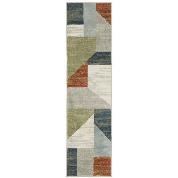 Oriental Weavers Branson Area Rug - BR11A - 1'10" x 7'3" - in Gray/ Multi - Modern Style, Stain Resistant, Family and Pet Friendly , Entryway, Hallway Runner Rug