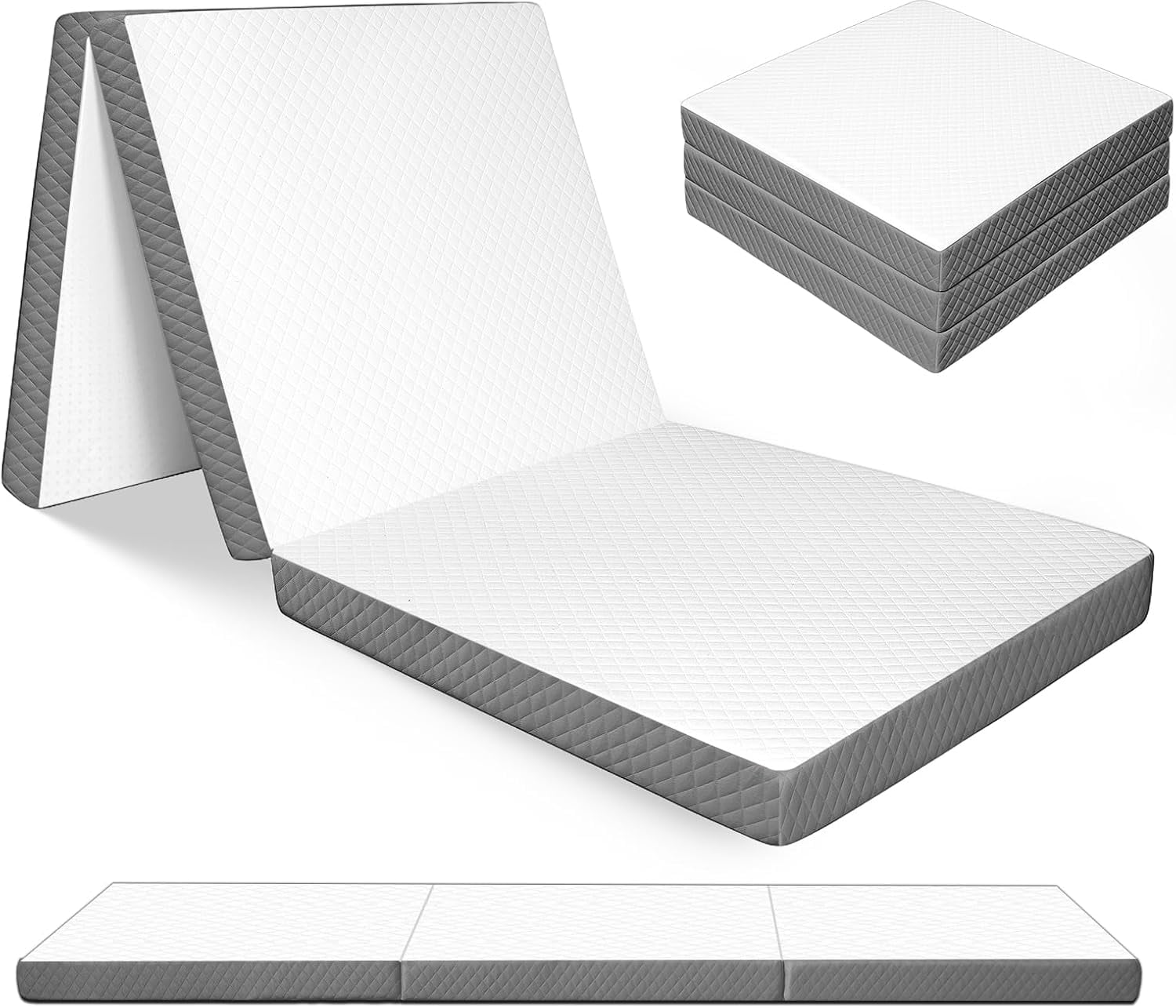 MY Triple Fold Sponge Mattress, 3 Inch Portable Floor Bed, Collapsible and Washable Cover, Ideal for Travel, Camping & Yoga