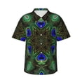 thumbnail image 1 of Fotbe Peacock Feathers Camisa Hawaiana para Hombre Unisex – Camisa Casual de Verano con Botones de Manga Corta de Algodón y Lino,XX-Large, 1 of 7