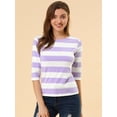 thumbnail image 3 of Dde San Patricio Camisecon mangas de codo pamujer Camisebásiinformal con cuello de barco y corte ajustado Blanco VioleL, 3 of 6