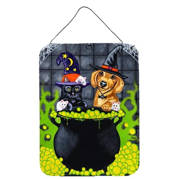 Carolines Treasures AMB1434DS1216 Brewing up Trouble Halloween Dachshund Wall or Door Hanging Prints 12x16 multicolor