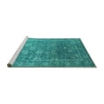 thumbnail image 2 of Ahgly Company Machine Washable Indoor Round Oriental Turquoise Blue Industrial Area Rugs, 3' Round, 2 of 4