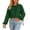 Green, variant on Womens Crop Tops Loose Round Neck Long Sleeve Shirts Solid Color Drawstring Blouses