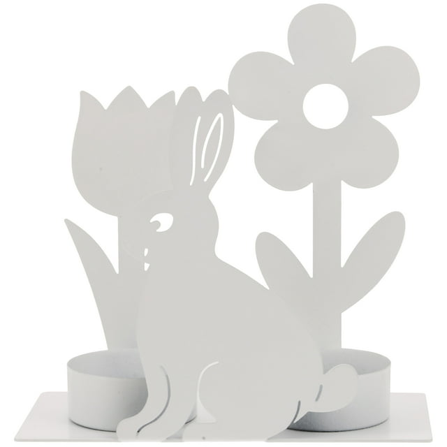 Candelabro de conejito de Pascua, candelabro de conejo, candelabro de hojalata