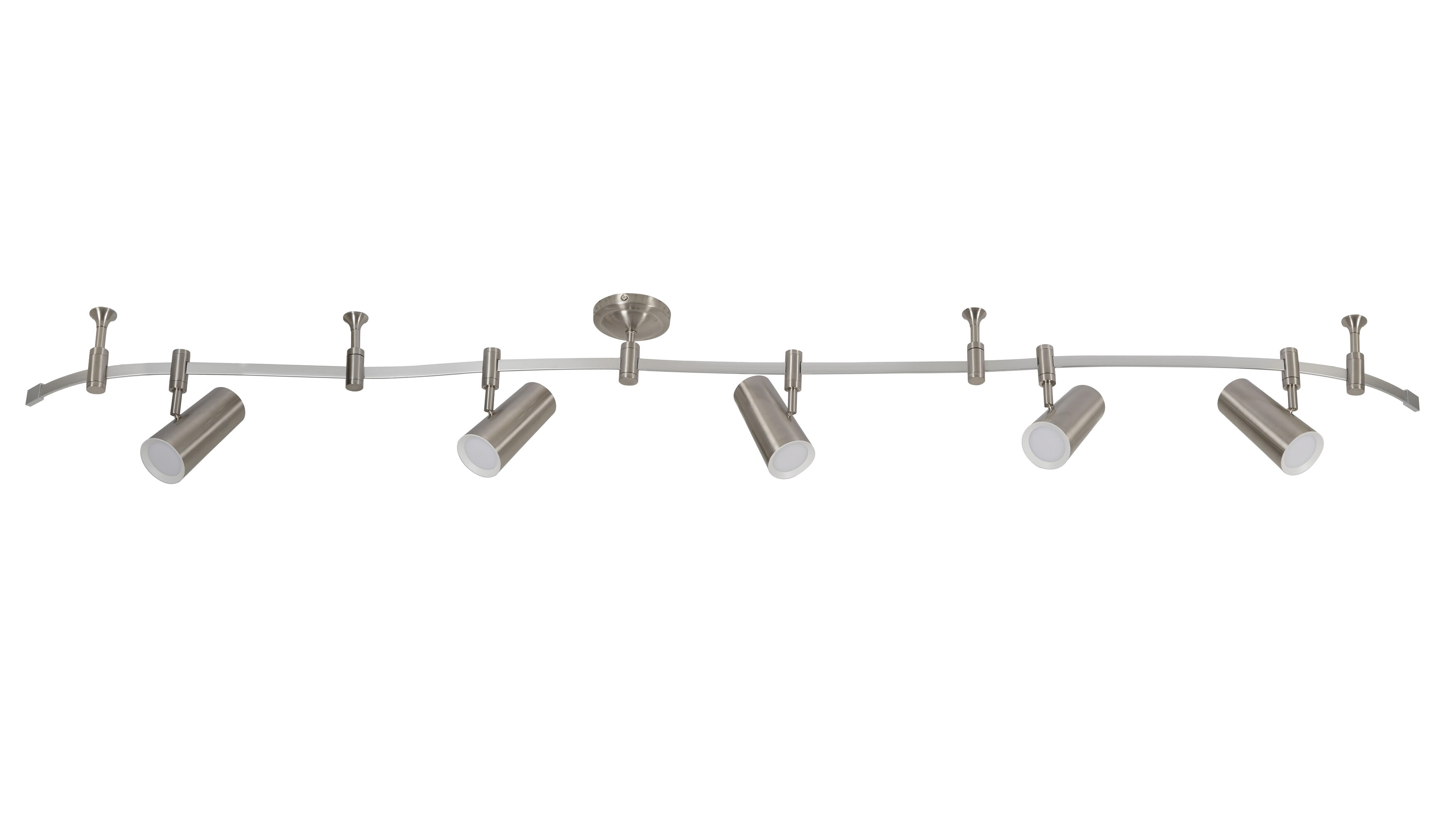 Catalina Lighting Ellipse Flex Track 5-Light Dimmable LED Track Light with 8' Adjustable Track Rail Modern Light Fixture for Kitchen, Living Room, Bedroom, or Office, 3000K, Brushed Nickel