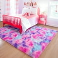 thumbnail image 5 of Junovo Soft Rainbow Area Rugs for Girls Room, Fluffy Colorful Rugs Cute Floor Carpets Shaggy Playing Mat for Kids Baby Girls Bedroom Nursery Room,8'x10',Hot Pink, 5 of 8