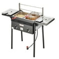 BENTISM 16 qt Double Burner Outdoor Propane Deep Fryer Steel Cooker