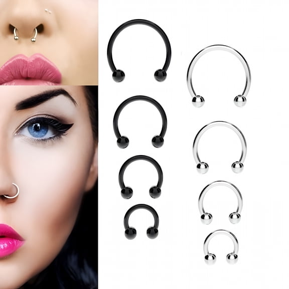 DESIGNICE 10Pcs Women Horseshoe Hoop Body Piercing Ring Surgical Steel Nose Tragus Lip Piercing Ring Fashion Jewelry Accessory