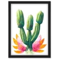 thumbnail image 1 of Colourful Cactus Plant In Flower Painting Artwork Framed Wall Art Print A4, 1 of 4