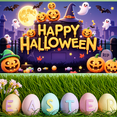 thumbnail image 2 of Pumpkin Design Halloween Banner Decorative Ghost Design Fall Theme for Party Decoration Halloween Decor Spooky Event Indoor Celebration, 2 of 5