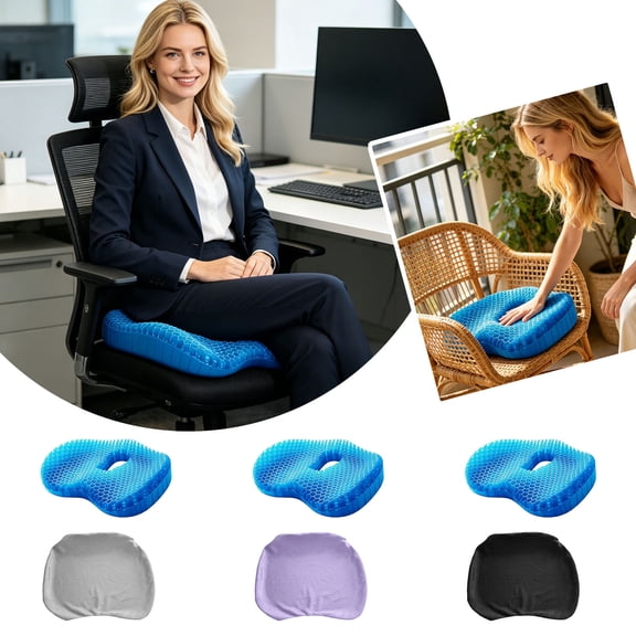 Forestwhale Honeycomb Gel Seat Cushion Extra Large Breathable Pressure Relief Pad with Washable Cover for Office Chair Wheelchair 16.1"x13"