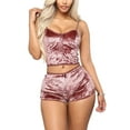 thumbnail image 1 of Akmipoem 2 Piece Women Pajama Set Sleepwear Velvet Camisole Crop Shorts Set Pink XL, 1 of 5