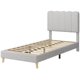 thumbnail image 4 of Tamaño individual bouclé forrado platform marco de cama con wave cabecero low profile de madera slats no necesita colchón base easy to assemble para para niños girls o boys-gris, 4 of 5
