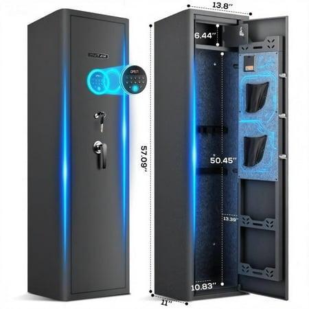 Gun Safe Mutak Large 6 Biometric Gun Safes Rifle Safe with Password Quick Access and Adjustable Storage Shelf Heavy-Duty Gun Security Cabinet for Long Guns Shotguns Pistols