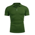 thumbnail image 1 of toraway Fall Clothes Men Shirts Set Men's Slim Fit Zip up Lapel Solid Color Knit Fashion Short Sleeve L, 1 of 4