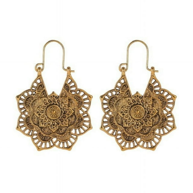 Nvzi Pendientes colgantes de estilo retro, nuevos y únicos, joyería étnica bohemia vintage (dorada)