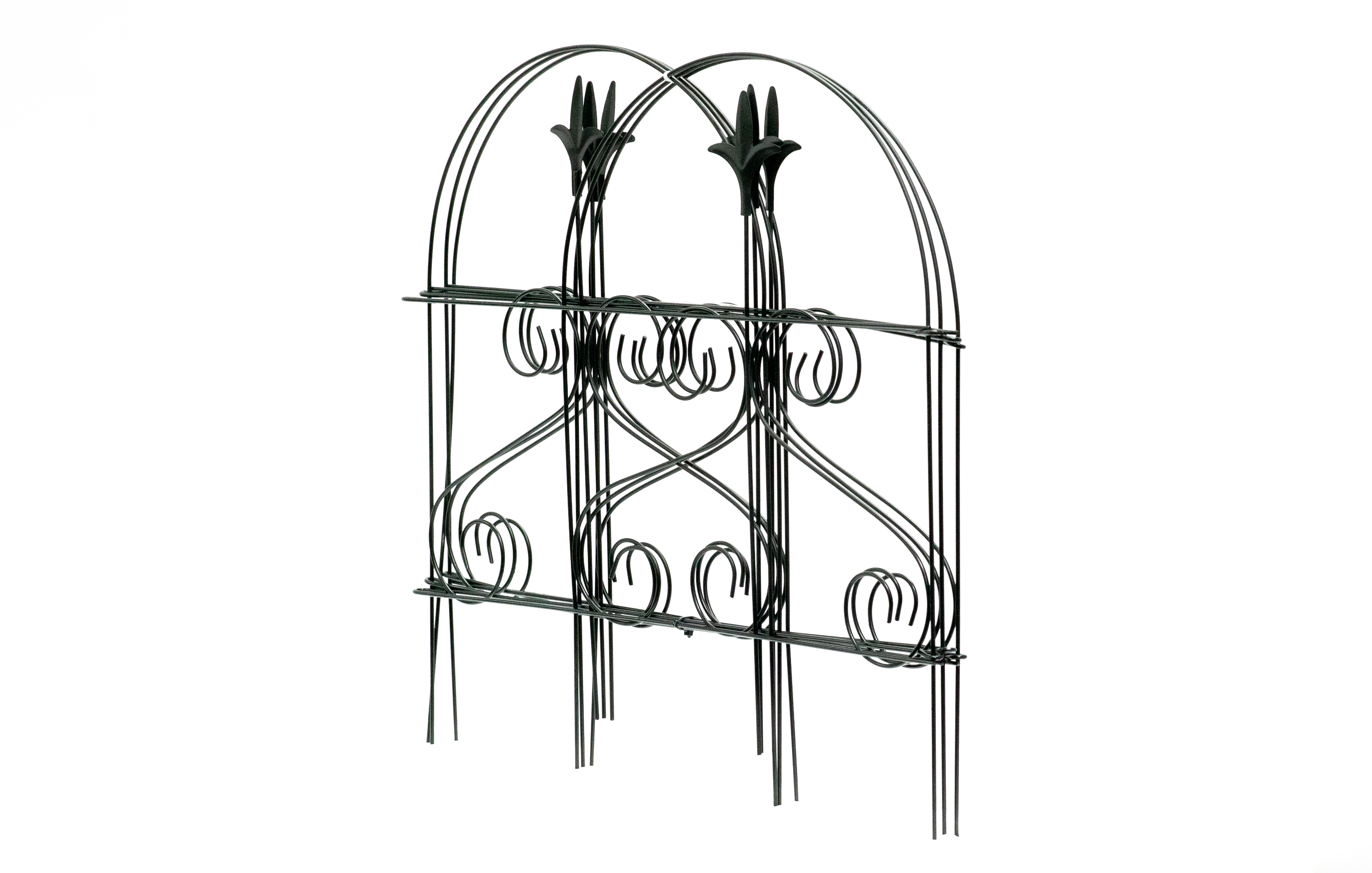 Glamos Wire 18 inch S Swirl Round Top Finial Metal Decorative Garden Fence 2 Panels 16 feet Coverage