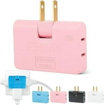 Suzcan 180 Degree Rotatable 3-Way Socket Converter - Flat Wall Plug Adapter, 2500W, 10A, Abs & Copper, White/Blue/Black