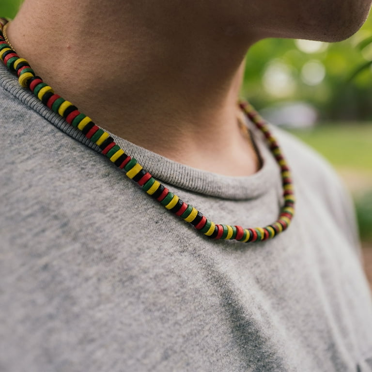 Rasta wood bead necklace outlet