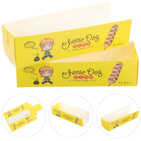 LOLIPPYY 100Pcs Hot Dogs Disposable Food Containers Paper Boxes with Clear Display Window