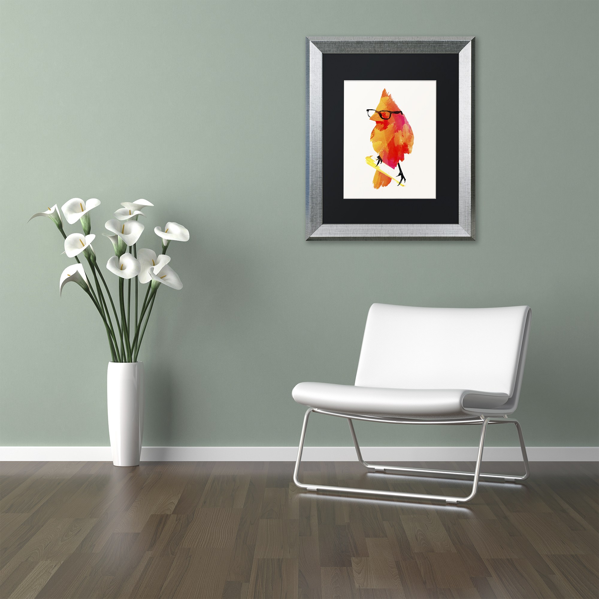Trademark Fine Art 'Punk Birdy' Canvas Art by Robert Farkas, Black Matte, Silver Frame