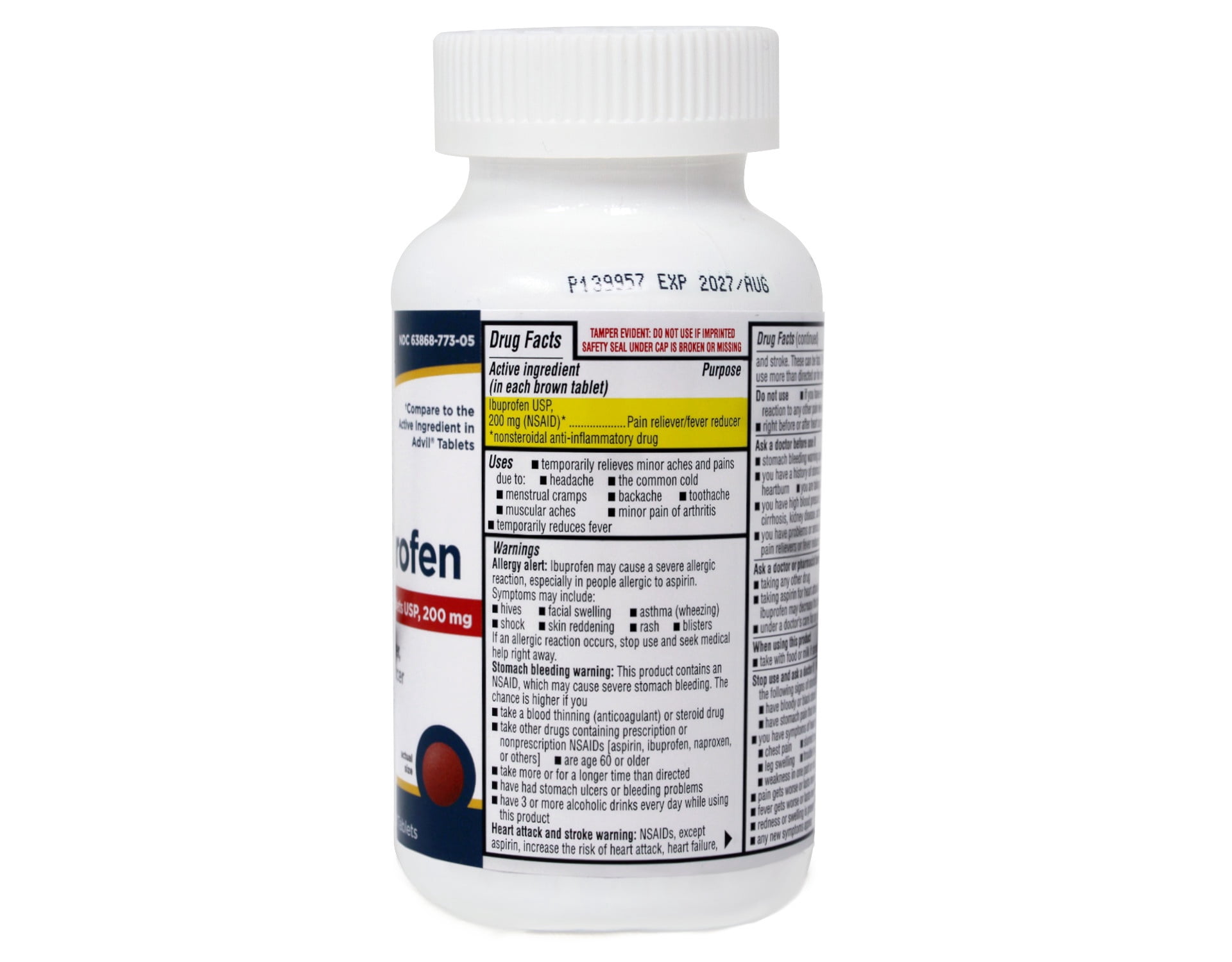 Pack of 2 Quality Choice Ibuprofen 200mg. Tablet 500 Count Each