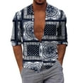 thumbnail image 2 of EIMELI Hommes Automne Hiver Revers à Poitrine Pleine Impression Plage Chemise à Manches Longues, 2 of 2
