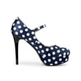 thumbnail image 3 of BLISSFUL STEP Women's Shoe Polka Dots Mary Janes Stiletto Heels Platform Ankle Strap Close Toe  Pumps Dark Blue 7.5, 3 of 7