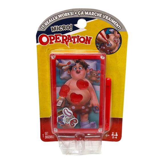 Hasbro Operation Micro Magnetic Pocket Travel Game with Wand, Classic Operation Gameplay, 2-4 Players