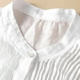 thumbnail image 4 of Women's Cotton Linen Tops Summer Trendy V Neck Half Sleeve Button down Shirt Pleated Flowy Lightweight Blouses (M, White), 4 of 4