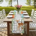 thumbnail image 4 of Table Runners 72 Inches Long Dress Scarves, Spring Botanical Farmhouse Kitchen Table Runner, Coffee Tablerunners, Green Leaves Deers Birds Flowers Gray Plaid 14x72 Inch, 4 of 9
