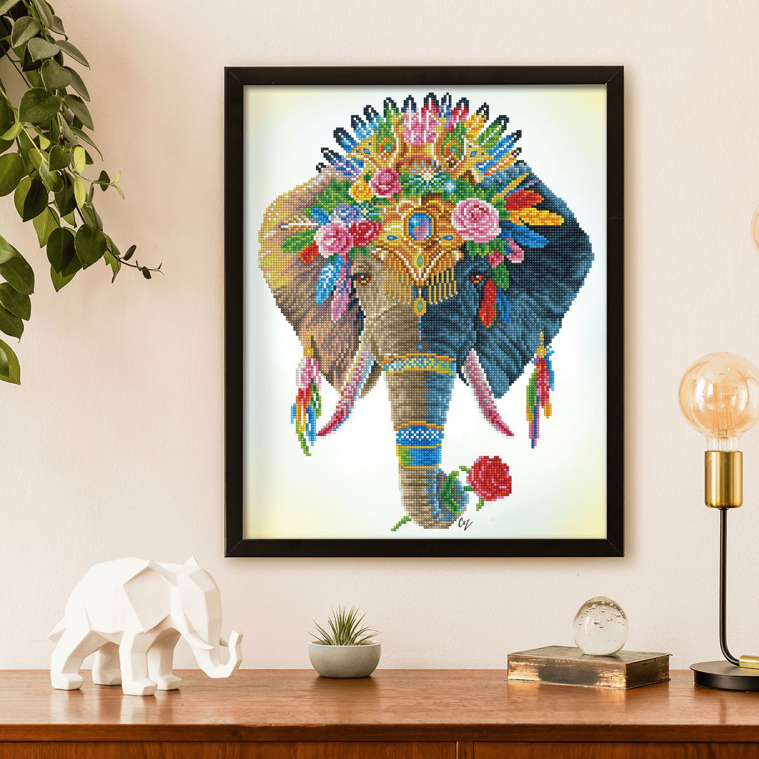 Diamond Dotz Bohemian Elephant Diamond Painting Kits for Adults - Diamond Art Kits a Relaxing Creative Craft Kit with Dotz Gems 16.1x20.1