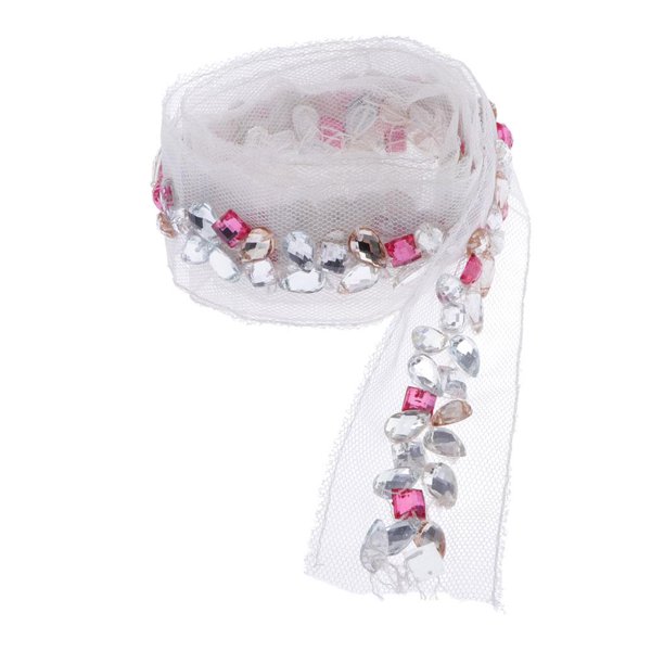 Lentejuelas de de imitación, encaje de malla, adorno de cinta de encaje, apliques, suministros para manualidades de costura 1 Blanco Zulema Ribete de tul