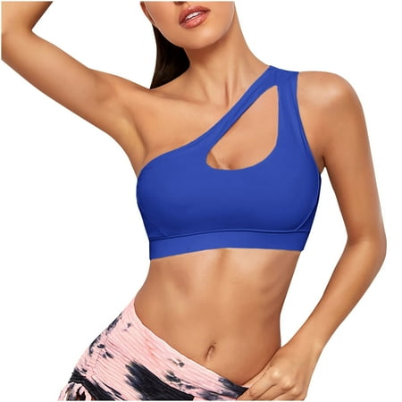 

IROINNID Discount Plus Size Sports Bras for Women Push Up Bra One-shoulder Sports Bra Fitness Yoga Quick-drying Shock-proof Vest Running Sports Bra Blue