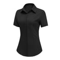 thumbnail image 1 of Blusa HOTOUCH para mujer, cuello negro, manga corta, túnica S, 1 of 6