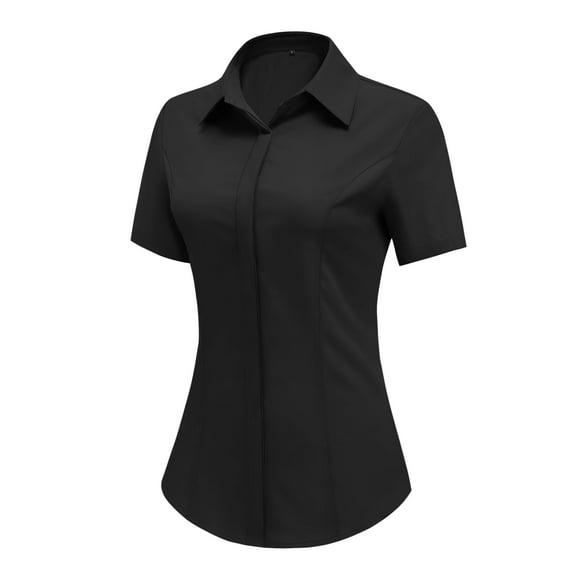 Blusa HOTOUCH para mujer, cuello negro, manga corta, túnica S