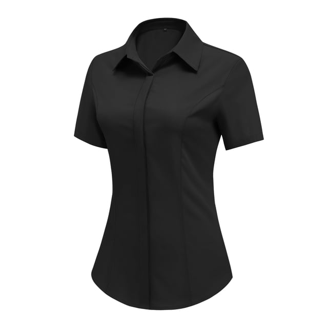 Blusa HOTOUCH para mujer, cuello negro, manga corta, túnica S