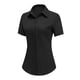 thumbnail image 1 of Blusa HOTOUCH para mujer, cuello negro, manga corta, túnica S, 1 of 6