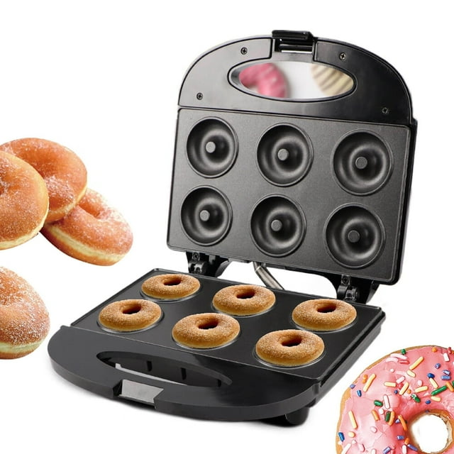Mini Donut Maker Electric Non-Stick Surface Makes 6 Doughnuts for Kid Friendly Dessert or Snack