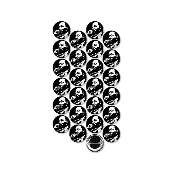 25 Pack - Honoring Dr. Martin Luther King Jr Stencil Pinback Buttons - 1.5 Inch