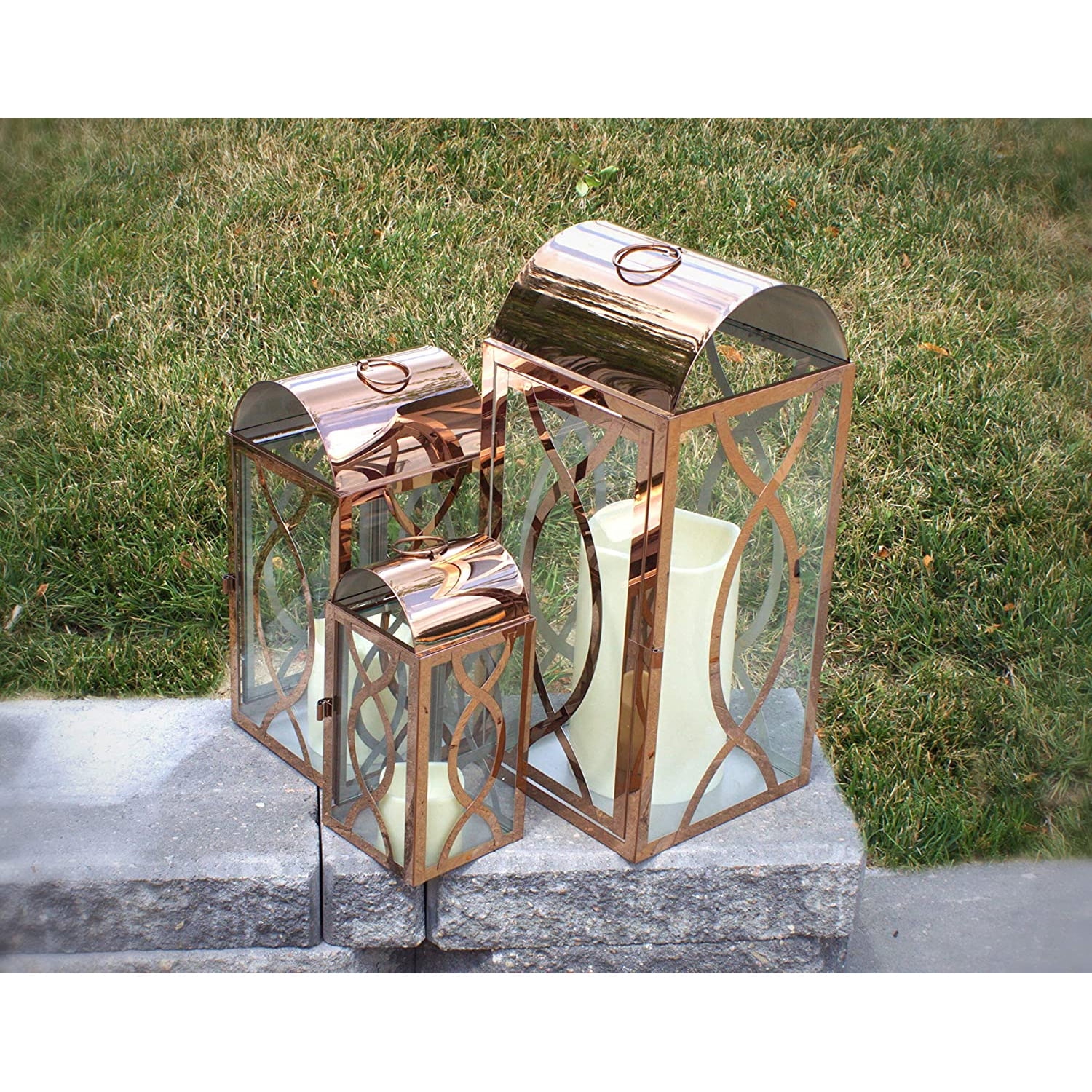 Pebble Lane Living Indoor/Outdoor Decorative Candle Lanterns, Set of 3